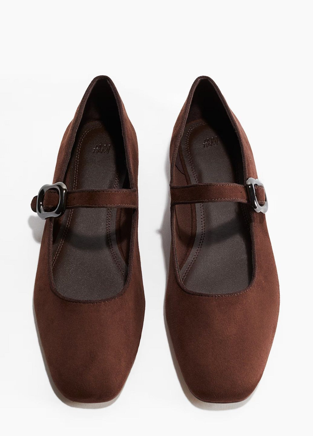 Женские балетки H&M | тёмно-коричневые однотонные искусственная кожа (342718940)
