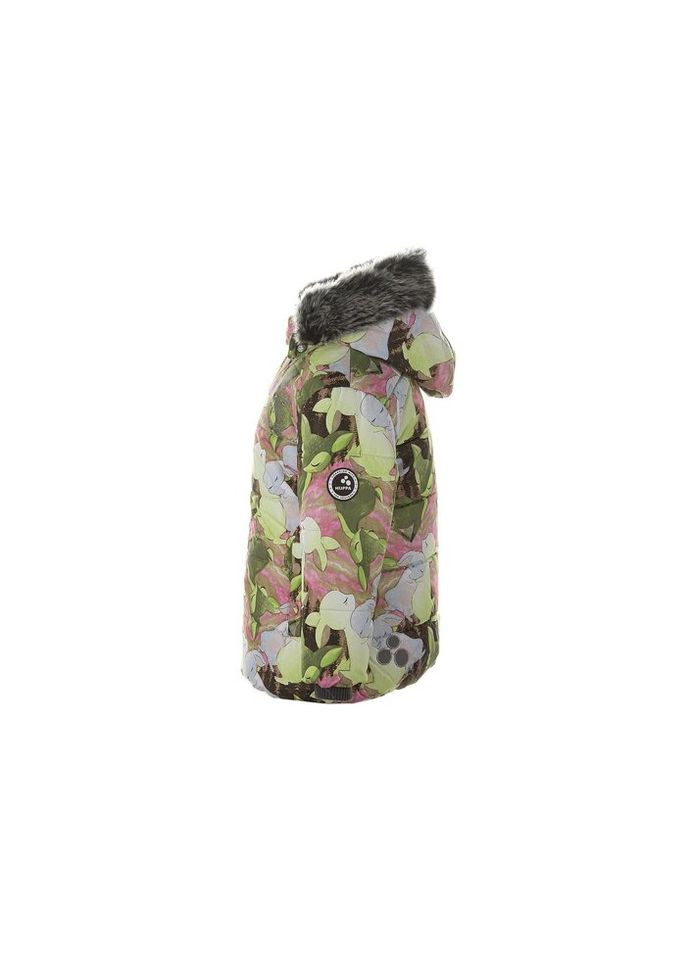 Комбінована зимня куртка melinda 18220030 лайм з принтом 86 (4741468546278) Huppa