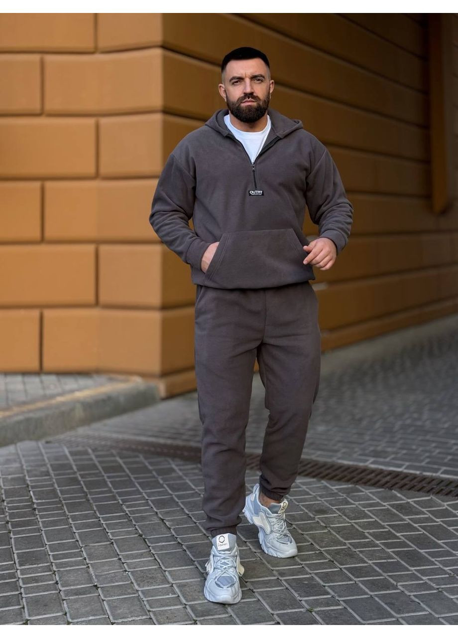 Чоловічий флiсовий костюм з капюшоном графiтового кольору 36068 No Brand (369920622)
