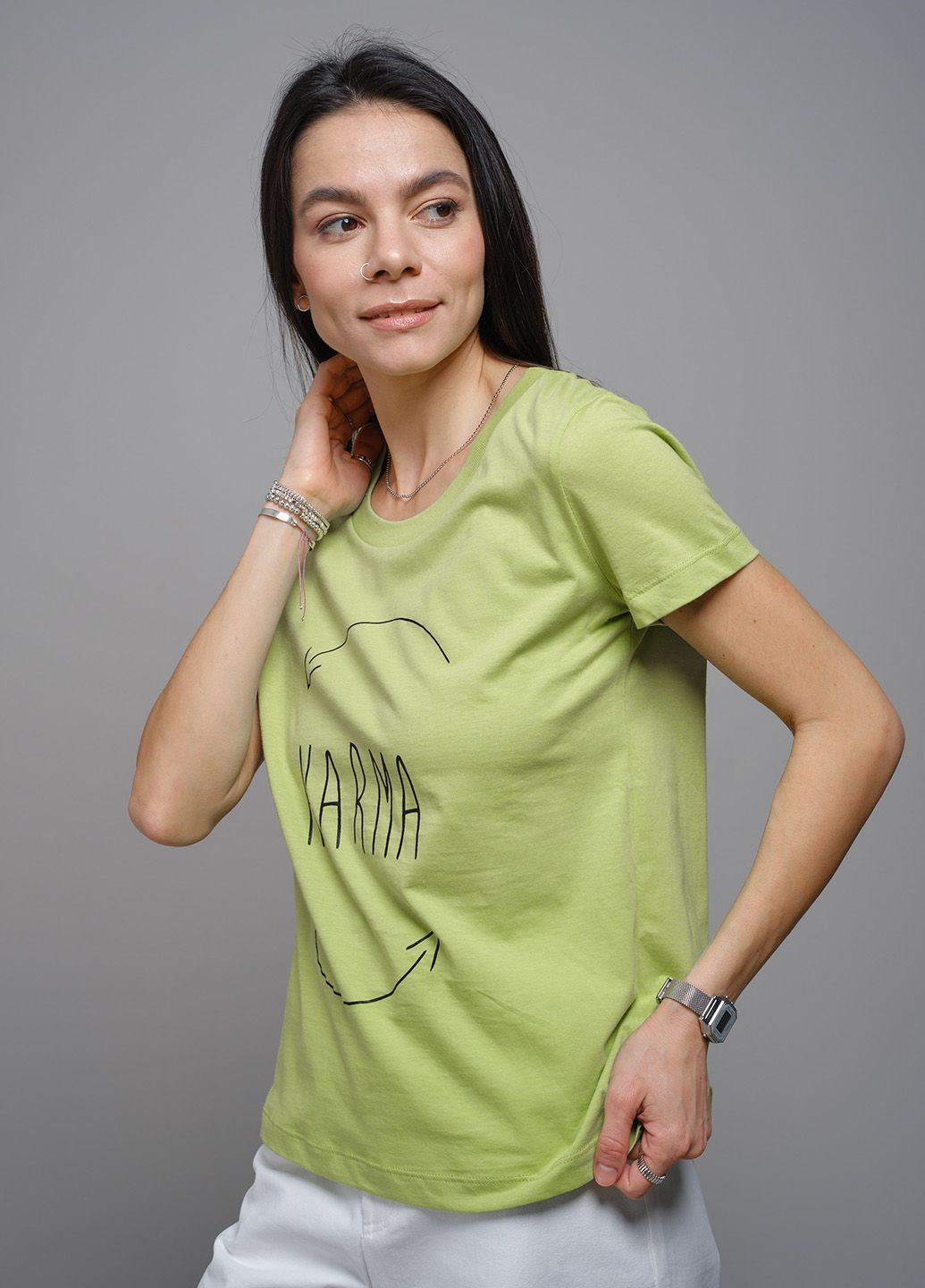 Зелена літня жіноча футболка карма 103103 Power