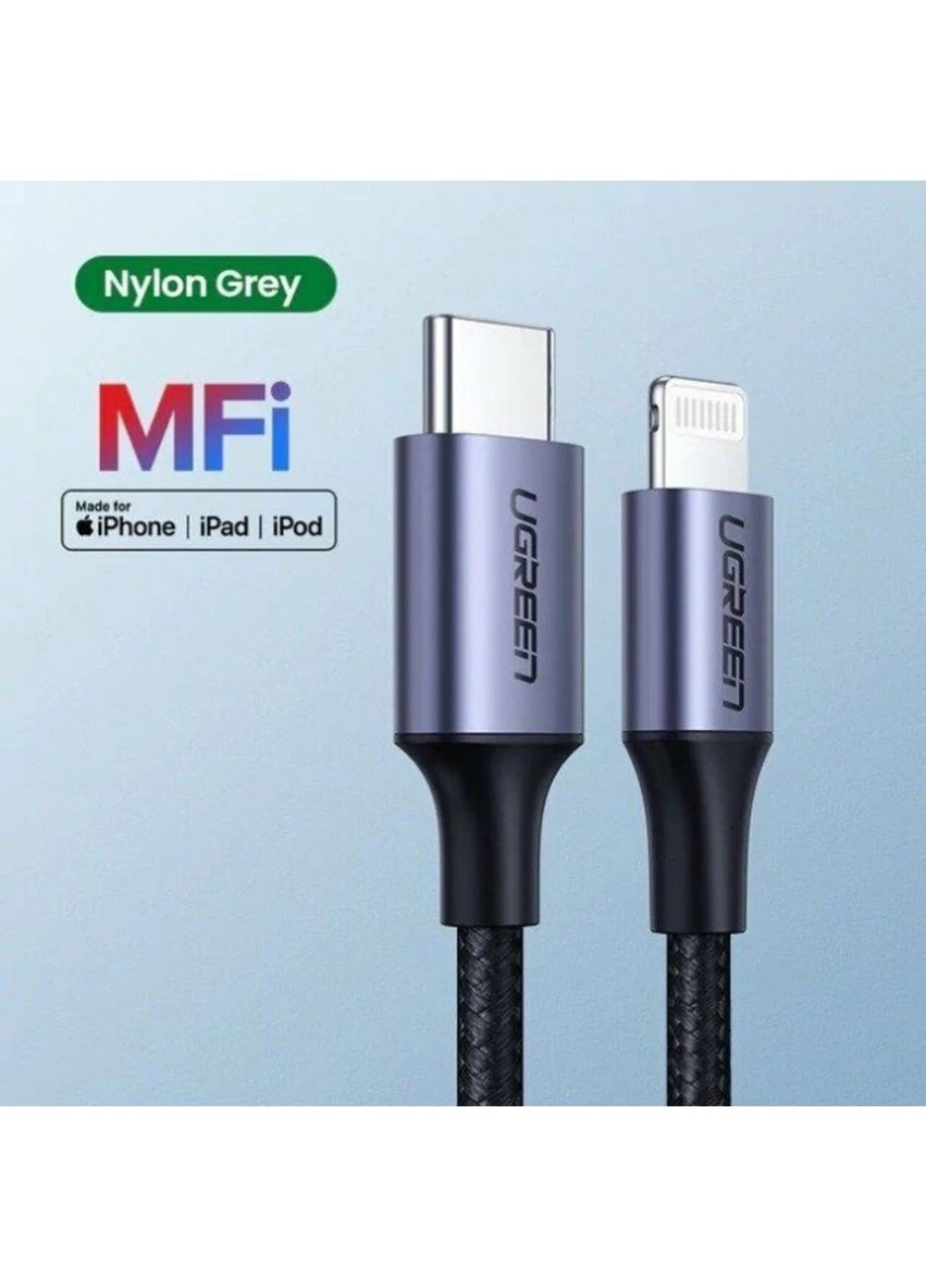 Кабель USB-C to Lightning M/M Cable Aluminum Shell Braided 1m (Black) (UGR-60759) Ugreen US304 (375660022)
