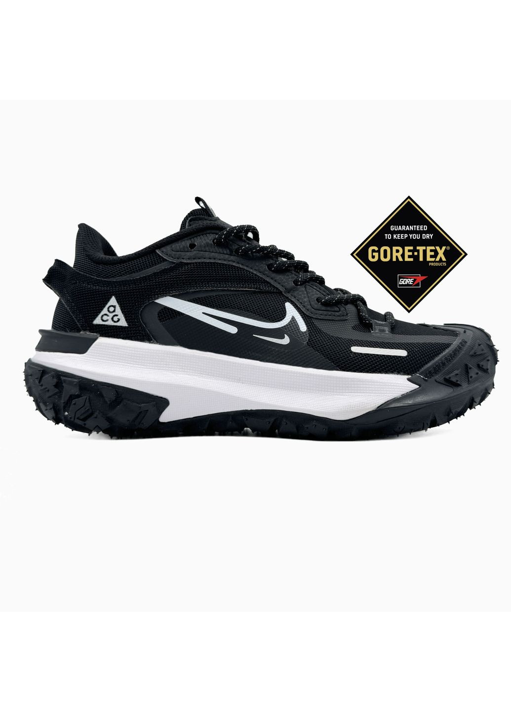 Черные демисезонные кроссовки мужские nike acg mountain fly black / white найк асж маунс флай No Brand