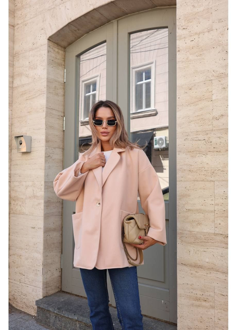 Бежеве демісезонне Жіноче пальто на підкладці оверсайз No Brand