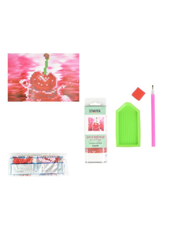 Алмазна мозаїка "Вишня в водяному відображенні" YAB20791 без підрамника, не повна викладка Strateg (366974809)