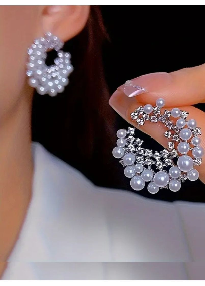 Серьги с бусинами-жемчужинками в стразах очарование, 1802 No Brand (370369263)