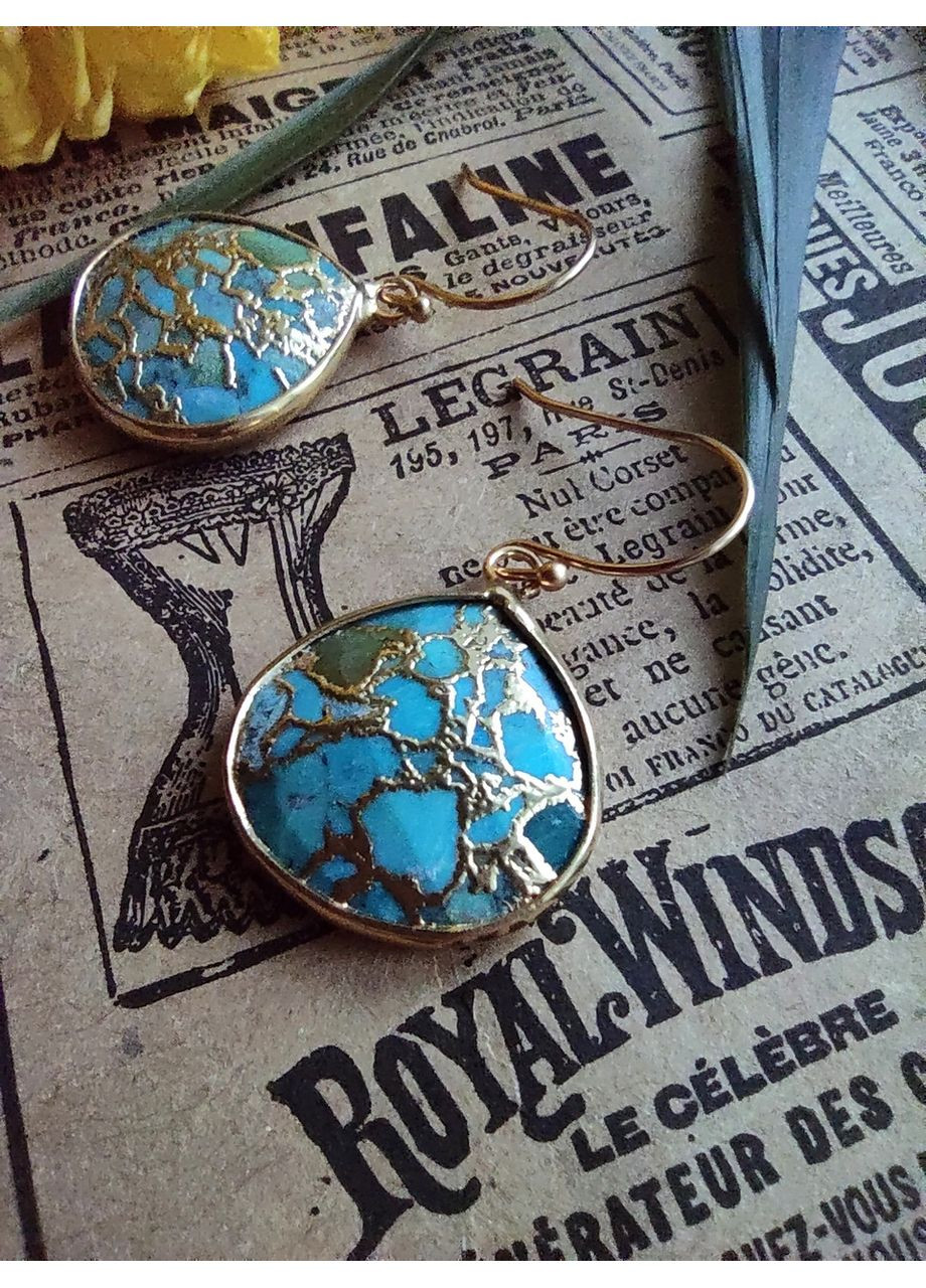 Серьги с натуральной бирюзой. P&S (370792326)