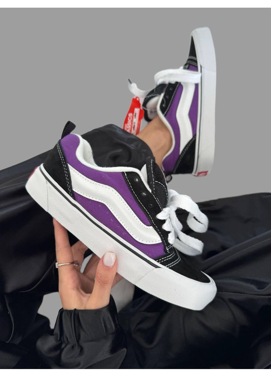 Чорні Осінні кеди чоловічі vans knu purple black / white ванс кну скул No Brand