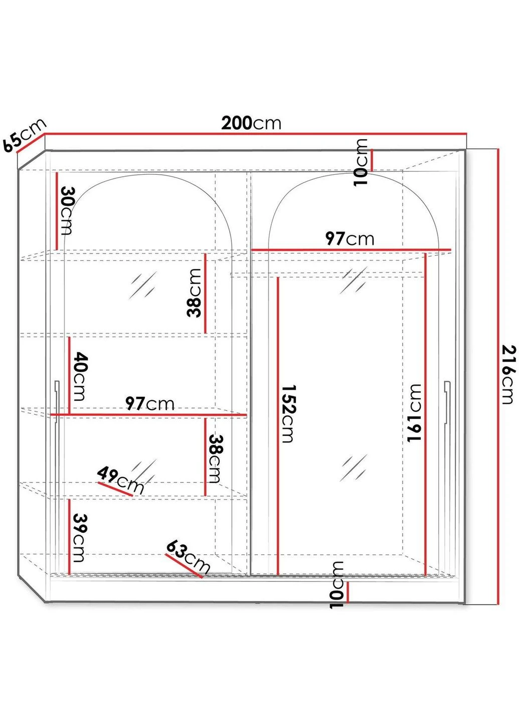Шафа MODIN 200 біла (чорна ручка) No Brand (391095830)