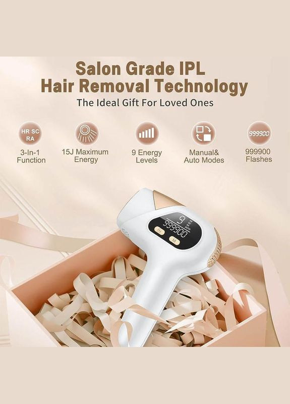 ЛАЗЕРНИЙ ЕПІЛЯТОР IPL 3 В 1 з 9 рівнями інтенсивності 999 900 спалахів, безболісне видалення волосся No Brand (325877529)