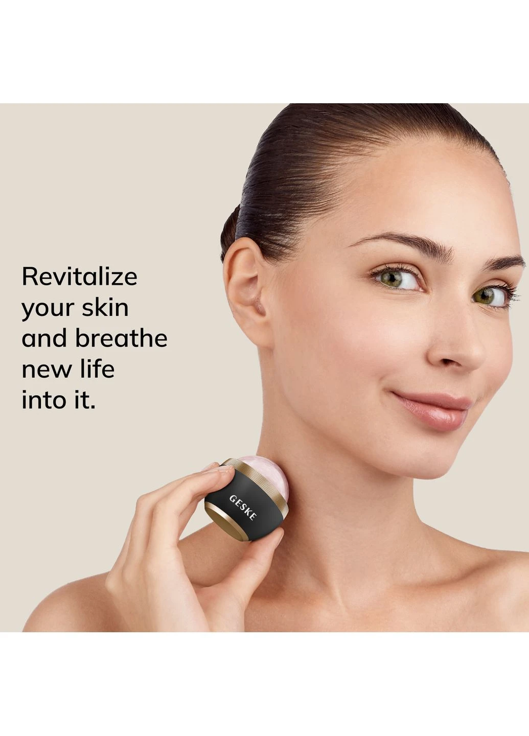 Кульковий масажер з рожевим кварцом SmartAppGuided Rose Quartz Depuffing Sphere 7in1 gray GESKE (386485650)