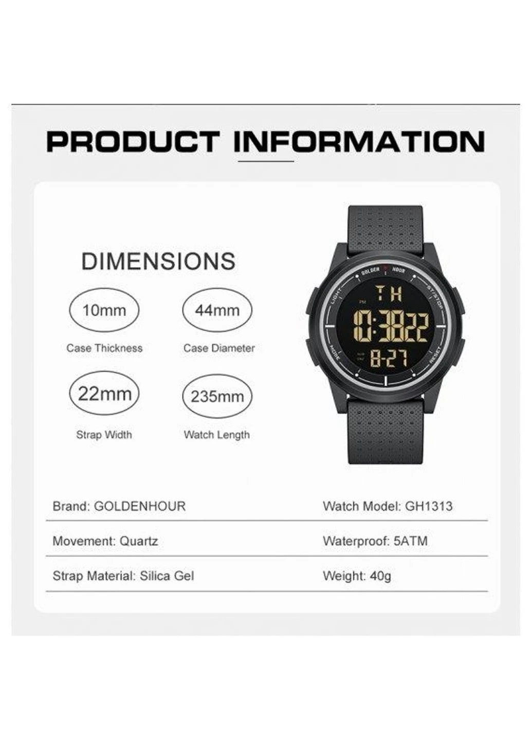 Годинник чоловічий наручний GoldenHour Water (Чорний) No Brand (332634510)