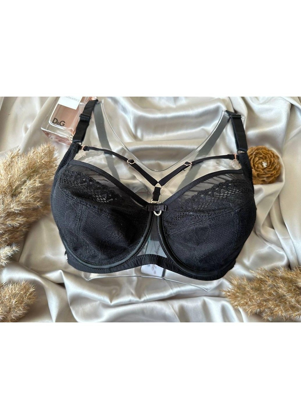 Чорний бюстгальтер з портупеєю без поролону чорний Lanny Mode