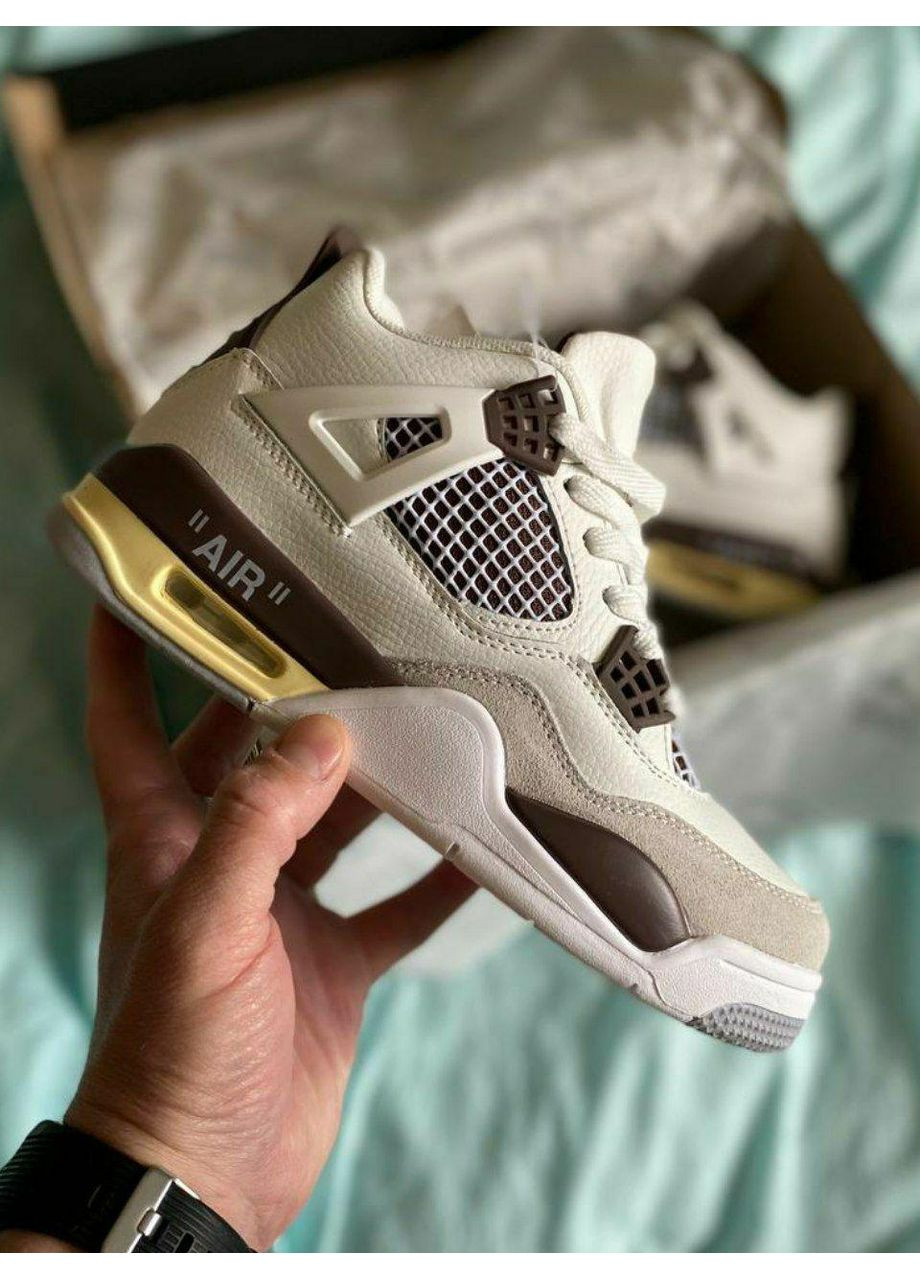 КРОССОВКИ ЖЕНСКИЕ NIKE AIR JORDAN 4 WHITE GREY BROWN НАЙК АИР ДЖОРДАН No Brand серые демисезоны (367176960)