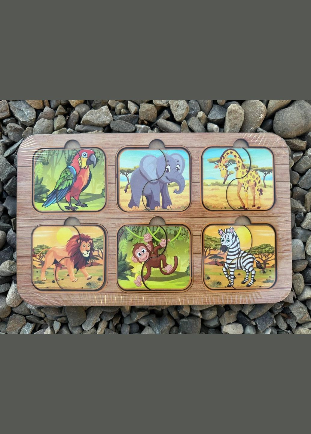 Развивающая игра для детей Пазл деревянный развивающий 6 картинок животных No Brand (330774525)