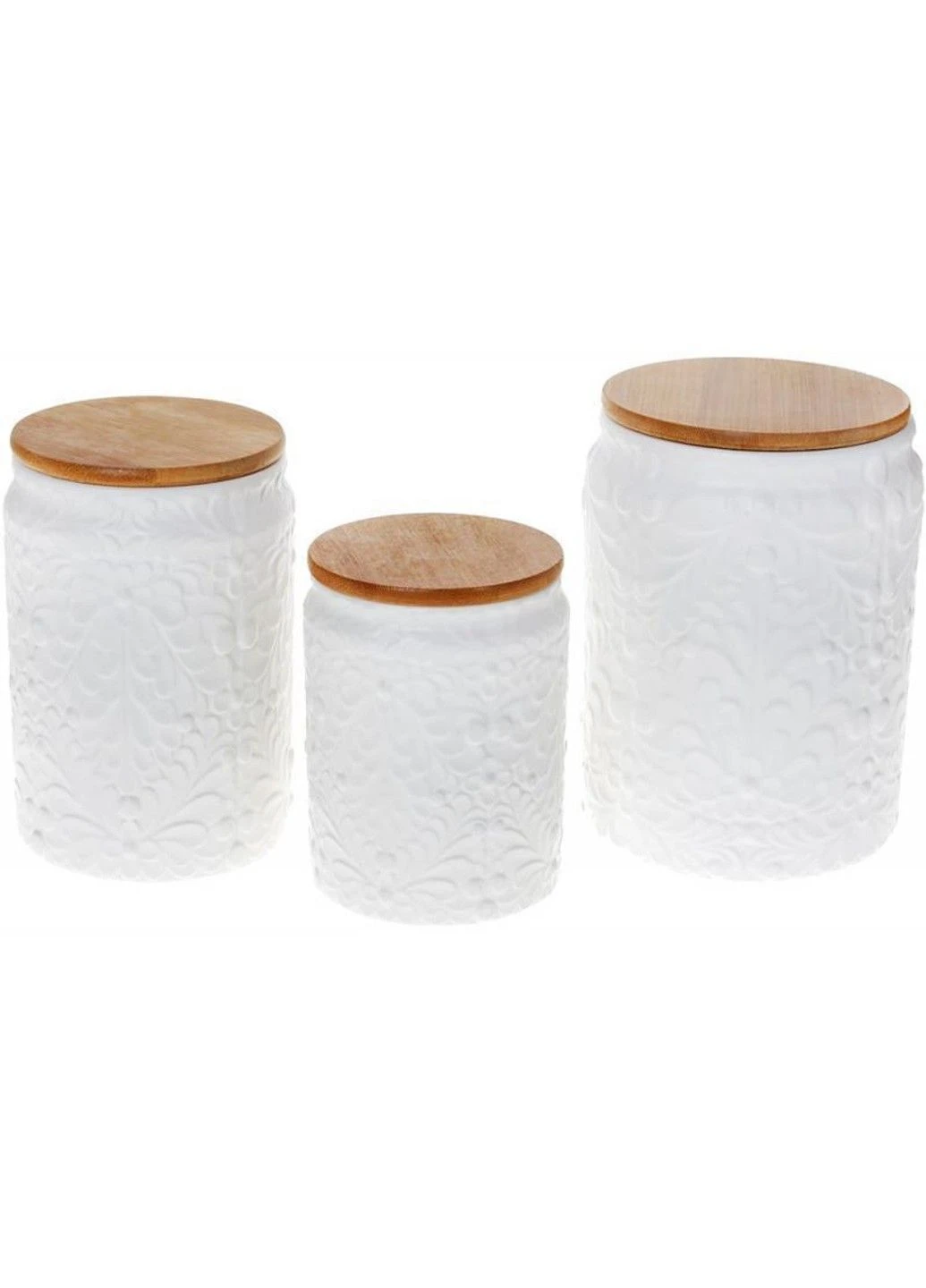 Банка Ceram-Bamboo для сипучих продуктів 1.1 л, біла матова кераміка з бамбуковою кришкою Bona (391117915)