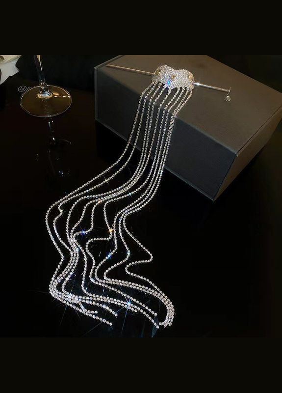 Заколка для волос с цепочками из страз украшение Honey Fashion Accessories серебристый (12-251) No Brand (313654042)