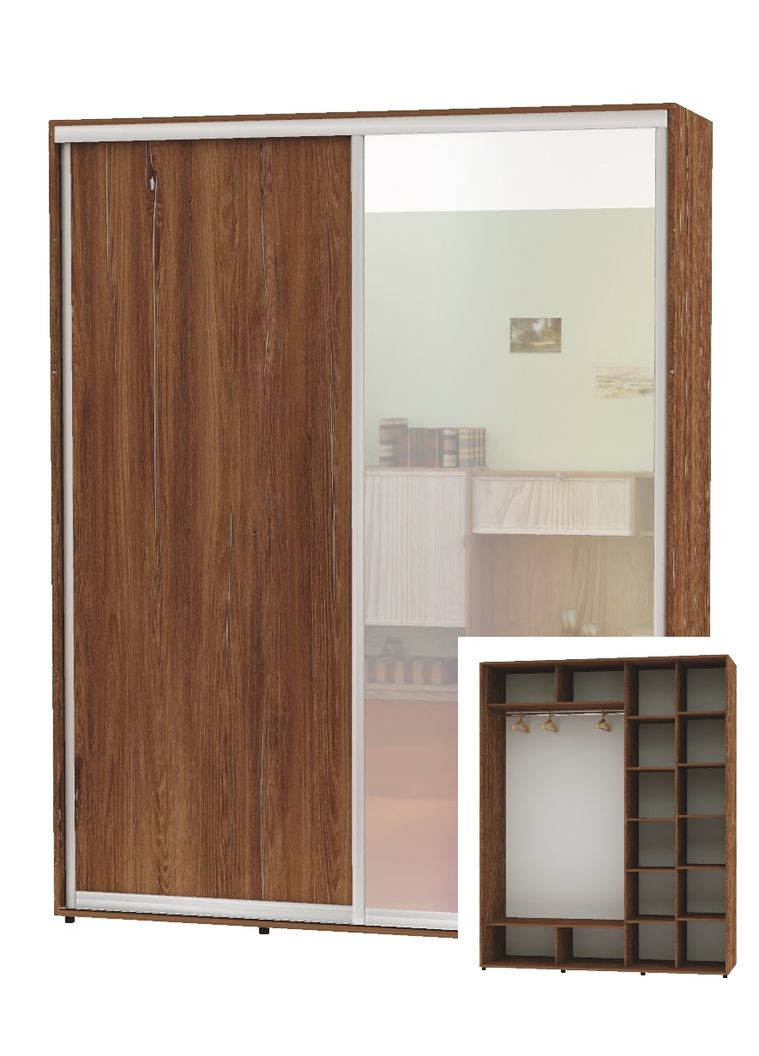 Шафа-купе дводверна 200*60*230 Дуб вінтаж ДСП/Дзеркало Алекса (360467748)
