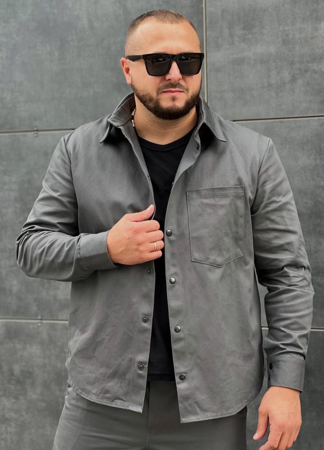 Графітовий демісезонний костюм сорочка та джогери MonsterBrand