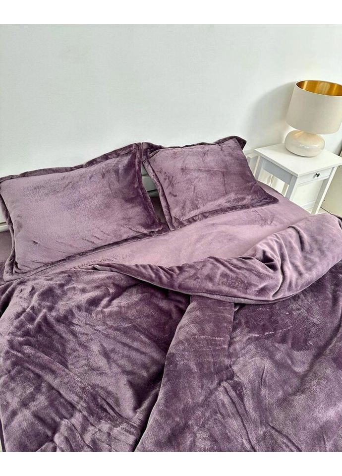 Постільна білизна плюшеве євро Home 20765 200х220 см бузкова DUSHKA (336327523)