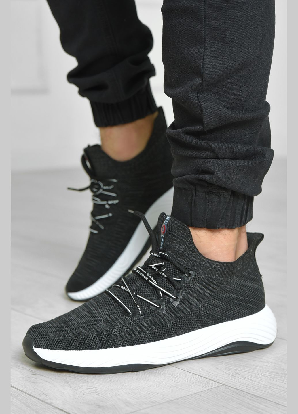 Чорні Осінні кросівки чоловічі чорного кольору текстиль Let's Shop