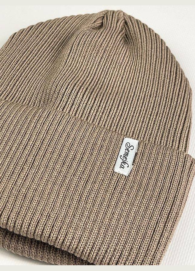 Теплая вязаная шапка на флисе Semejka (322034078)