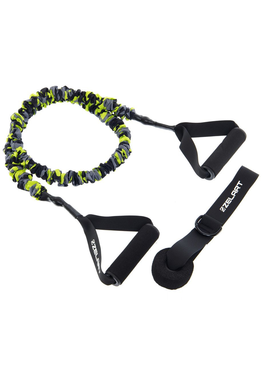 Эспандер трубчатый с ручками в защитном рукаве 45LB (латекс, нейлон, погрузка 20,5 кг ) (FI-7834-45_Желтый) Zelart (354703027)