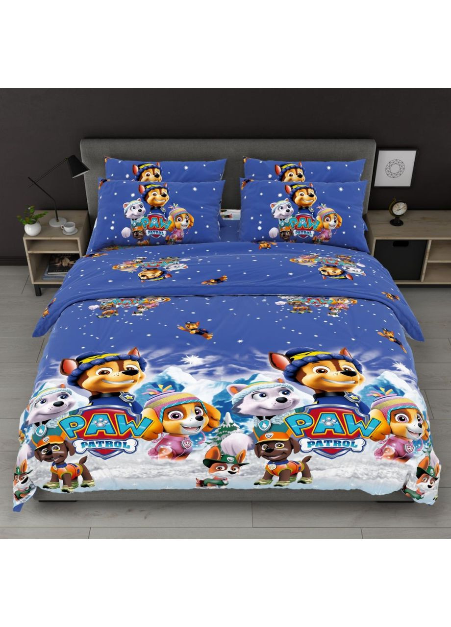 Детское постельное белье полуторное синее Щенячий патруль Бязь Голд 168330 Ananasko (368902863)