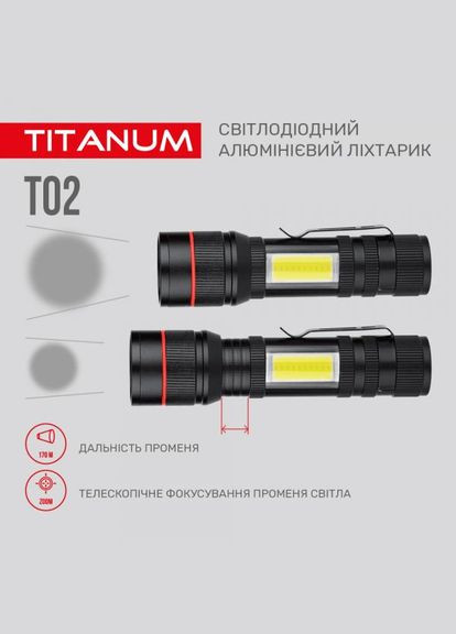 Ліхтарик ручний TLFT02 200 Lm 6500 K (27317) Titanum (284107230)