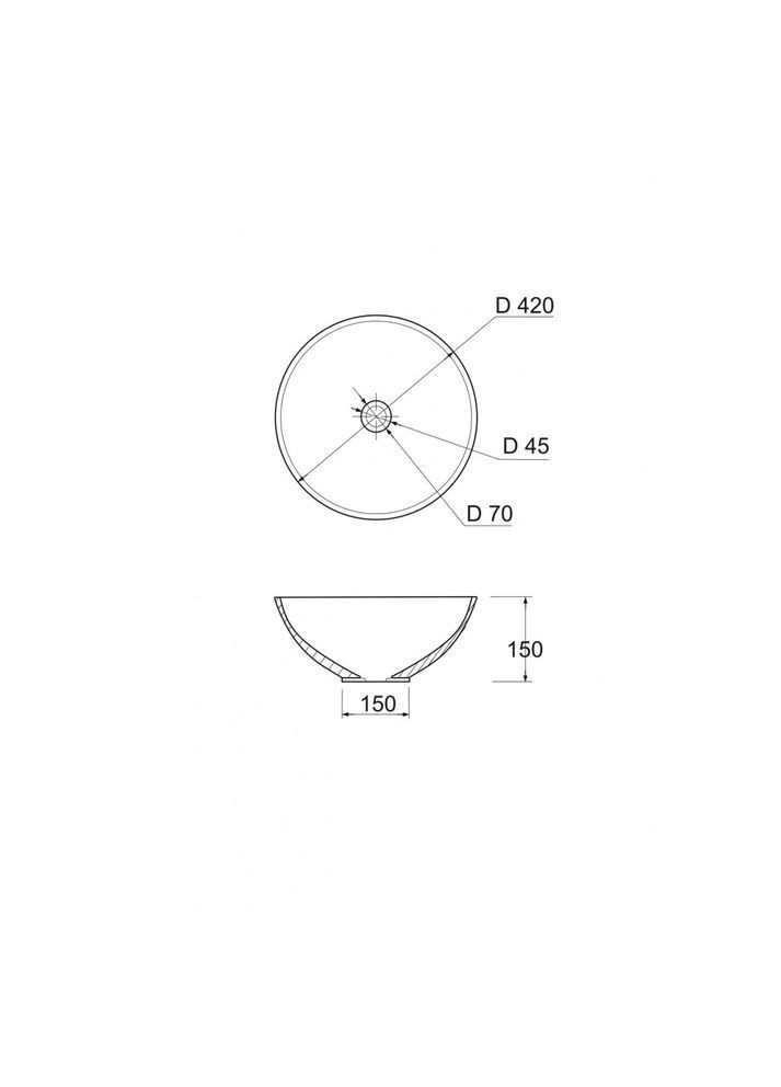 Умывальник из искусственного камня 420х115мм, без отверстия для смесителя/перелива, круглый KREIS Черный (35510420115) Adamant (368157266)