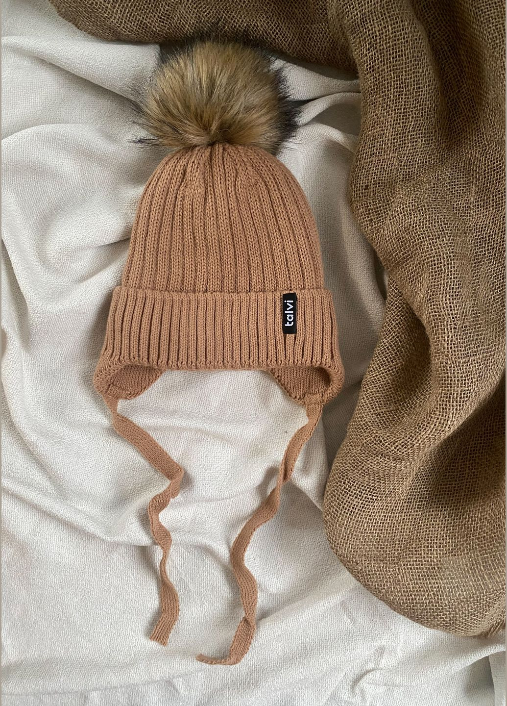 Детская зимняя шапка на завязках утеплена флисом Talvi Аміго (315517871)