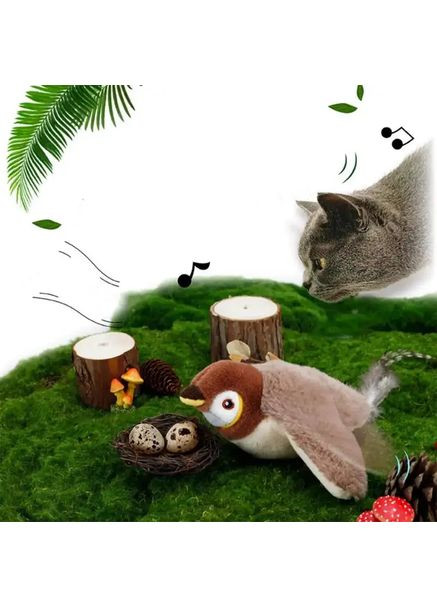 Интерактивная игрушка для кошек летающая птичка воробей для кота птица машет крыльями USB HandyHeat (363832209)