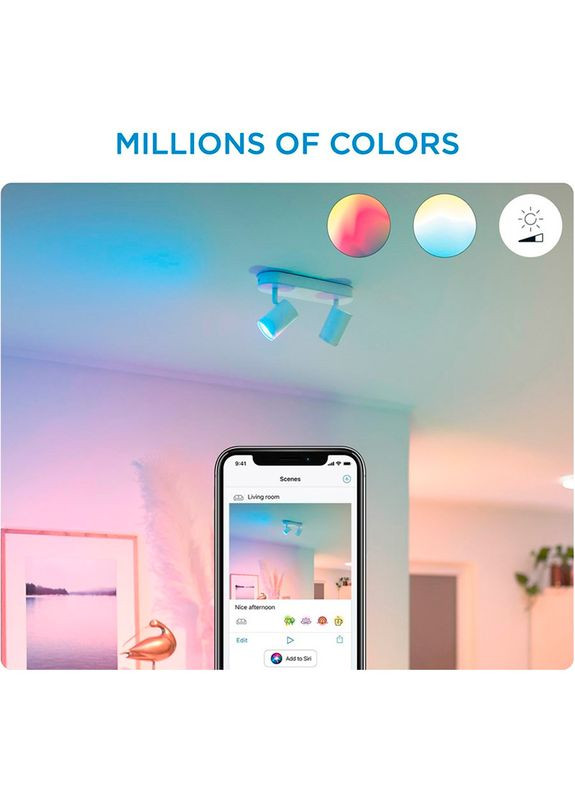 Умный светильник IMAGEO Spots накладной точечный 2x5W 2200-6500K RGB Wi-Fi White (929002658801) WiZ (322913418)