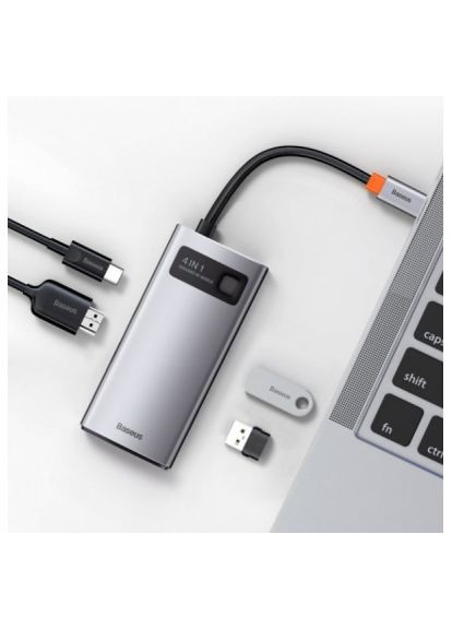 Концентратор (CAHUB-CY0G) Baseus Metal Gleam Series 4-in-1 Multifunctional Gray (366645645)