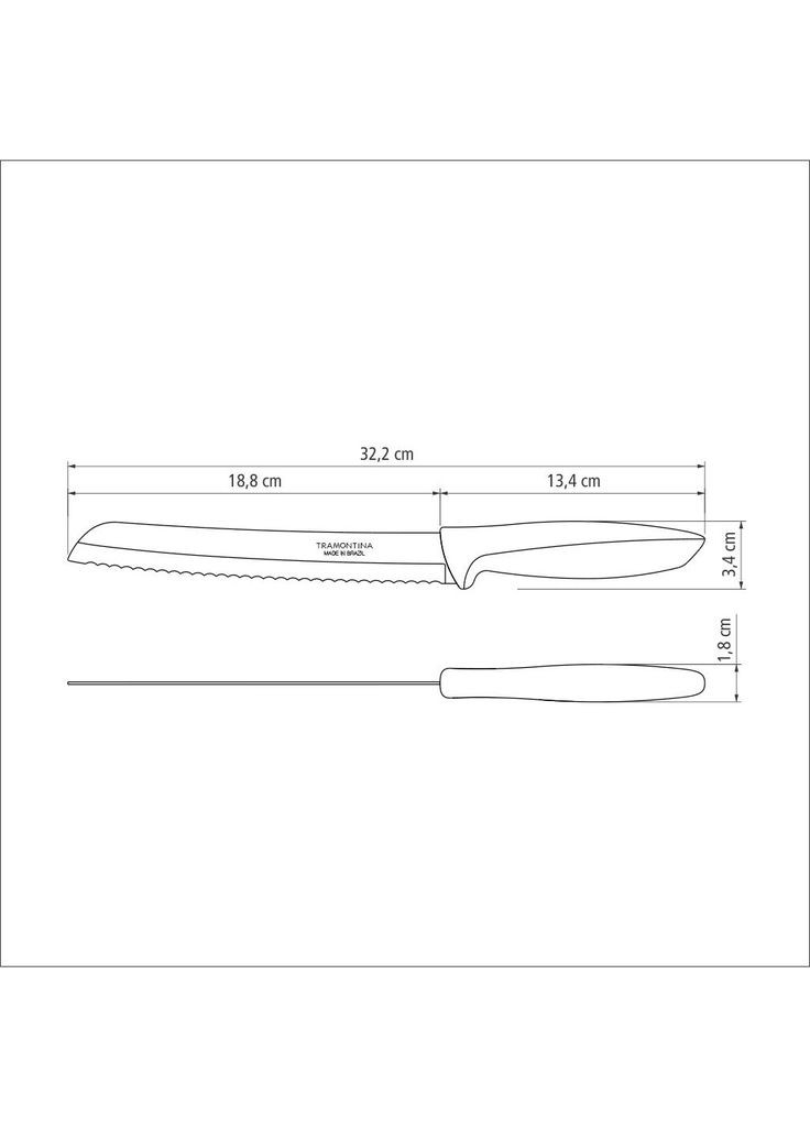 Кухонний ніж (m358268) Tramontina Plenus Light Grey Bread 203 мм (366566912)