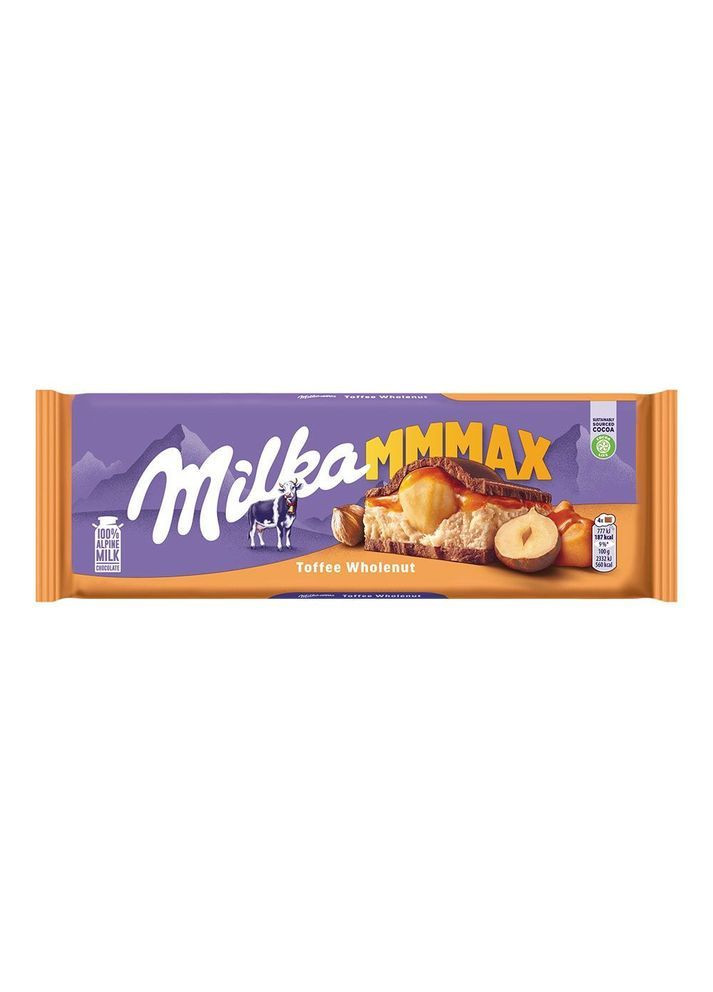 Шоколадка большая со вкусом "Toffee Wholenut" 300г Milka (373282003)