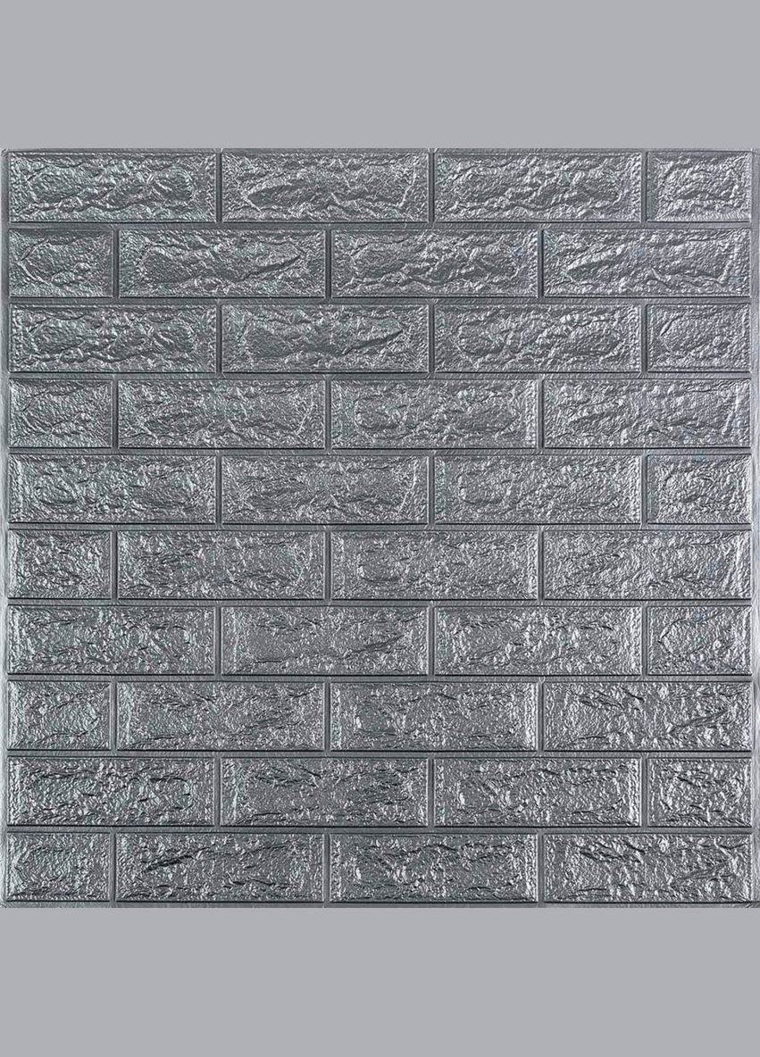 3D панель самоклеюча цегла Срібло 700х770х5мм (017-5) SW-00000038 Sticker Wall (298284403)