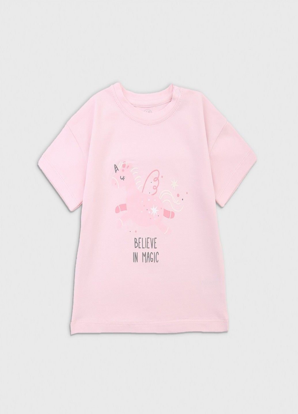 Розовая футболка детская для девочки Фламинго Текстиль