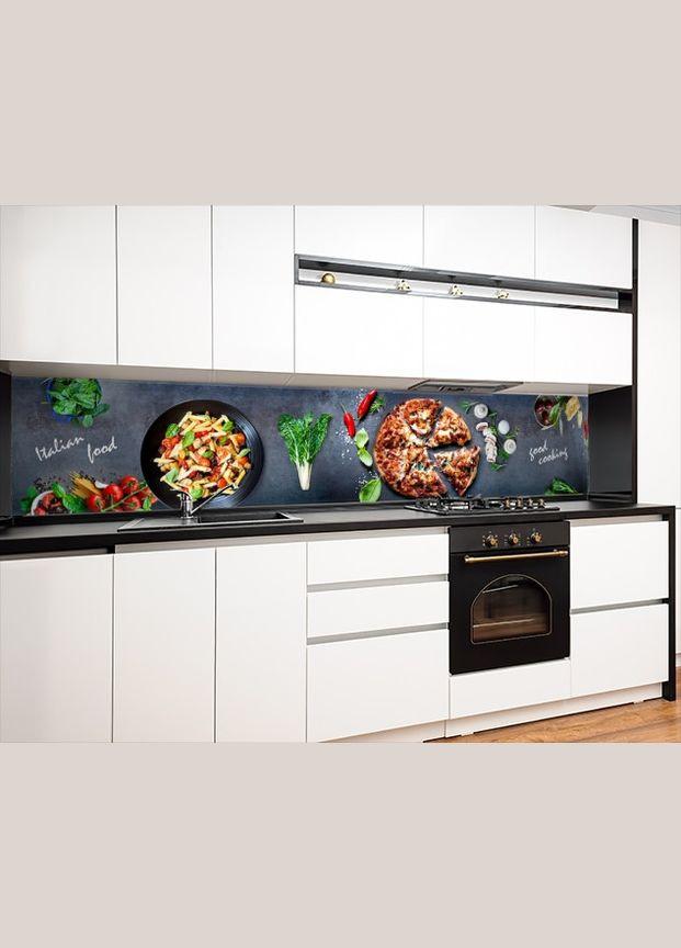Наклейка на кухонний фартух, 65 х 300 см італійська кухня, із захисною ламінацією (БПs_ed587) Декоинт (278288518)