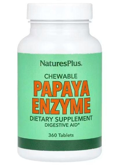 Жевательная ферментная добавка из папаи – легкое пищеварение и комфорт в животе, 360 таблеток Nature's Plus (364312227)