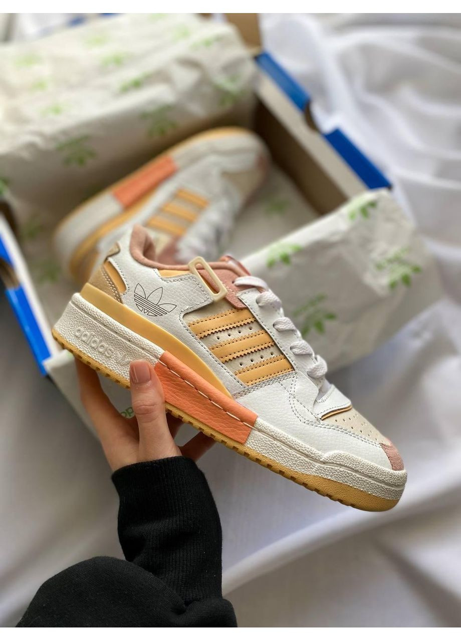 Белые демисезонные кроссовки мужские adidas forum 84 low white orange адидас форум 84 No Brand