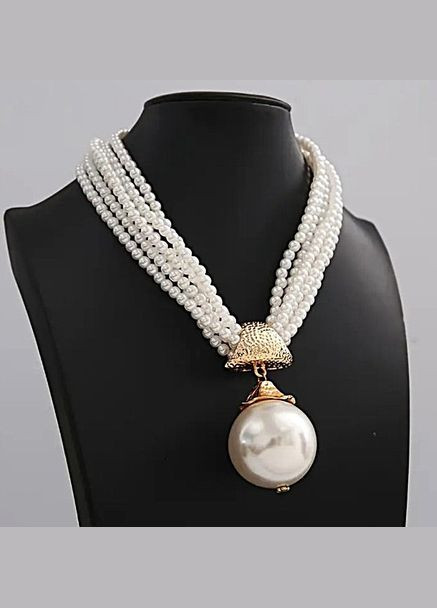 Стильное многослойное колье с большим кулоном - бусиной No Brand (342116479)