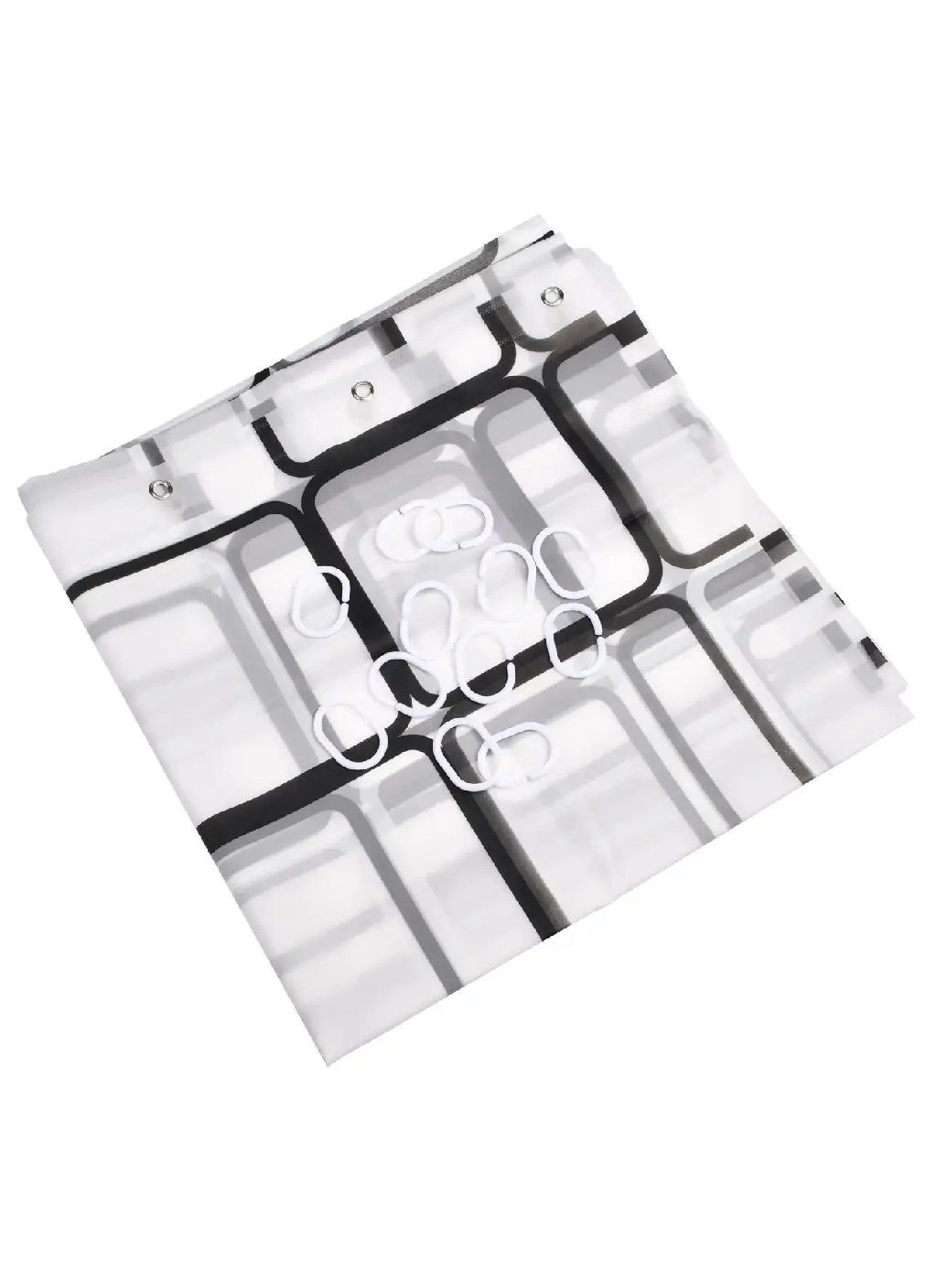 Шторка фіранка водонепроникна для душу у ванну з металевими люверсами пластиковими кільцями 240х200 см (479710-Prob) Unbranded (322895707)