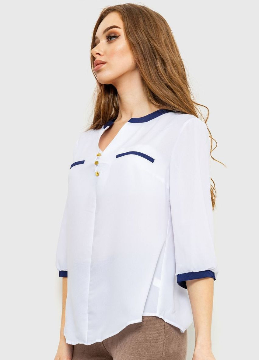 Комбінована блуза класична, колір біло-синій, Ager