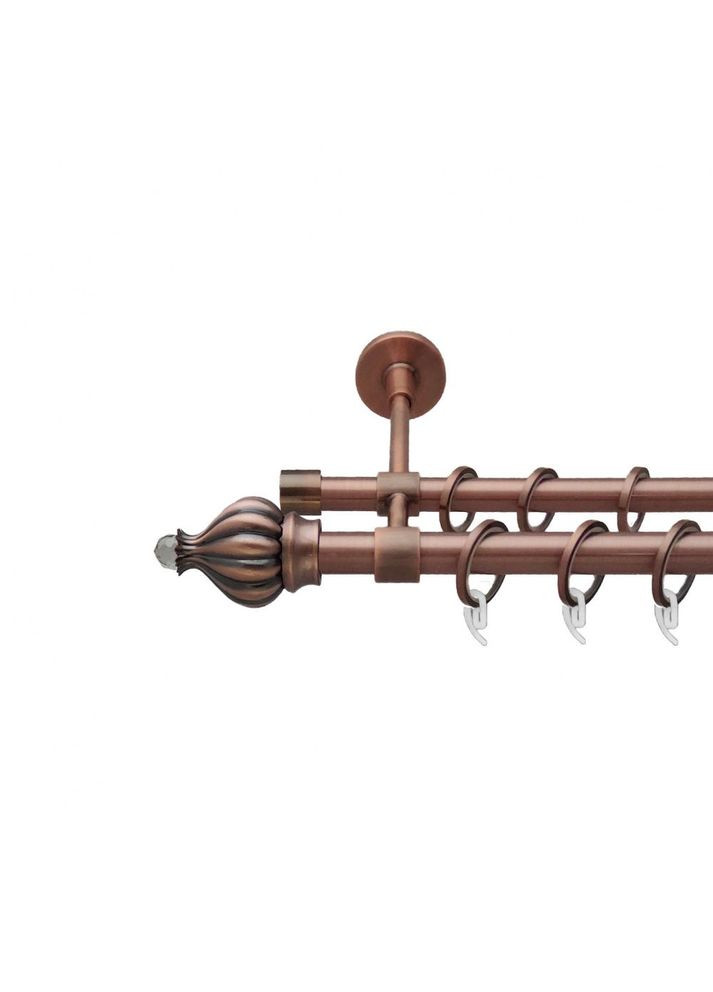 Карниз Таджа-Кристал металлический двухрядный закрытый гладкая труба Медь 19\16 мм 300 см (6938862) ORVIT (300796909)