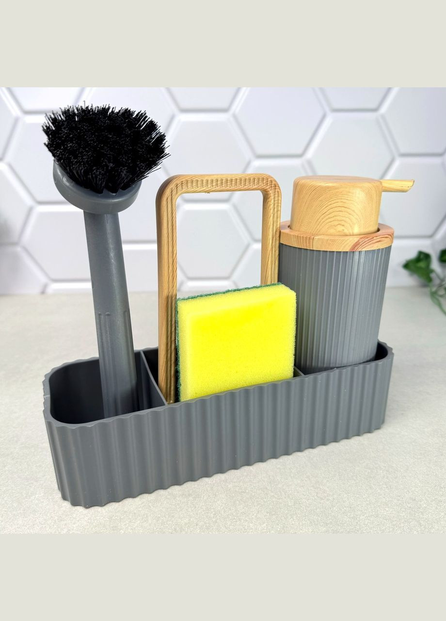 Набір аксесуарів для кухонної мийки 4 предмера Сірий BT-4504 Eurogold (303428857)