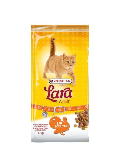 Сухой корм для активных котов со вкусом индейки и курицы 10 кг 410615 Lara (266274245)