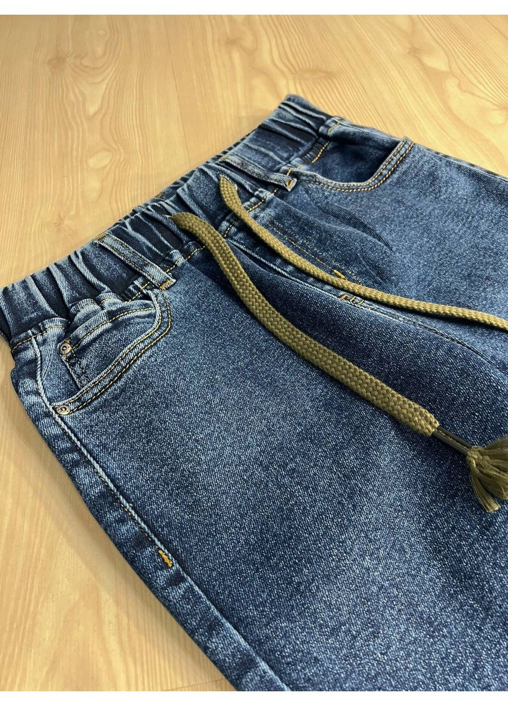 Джинси жіночі 8023 MOM STRAIGHT jeans comfort рівні стрейчеві талія на резинці шнурок сині Vanver - (323886747)