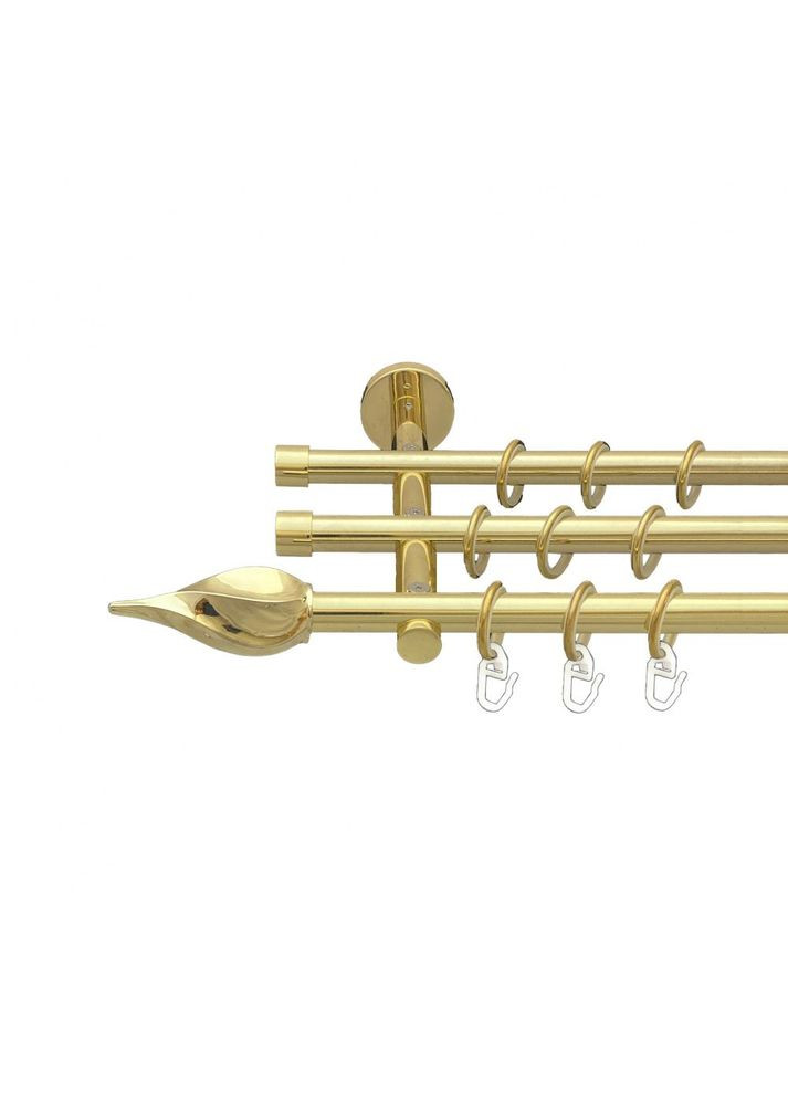 Карниз Твісто металевий трирядний циліндр (20 см) гладка труба Золото 16\16\16 мм 300 см (00-00014746) ORVIT (300278129)