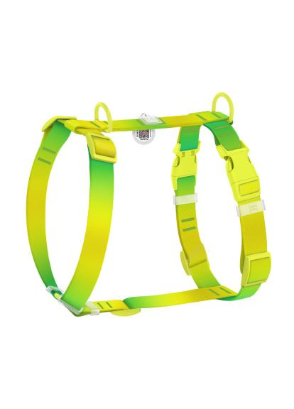 Шлей для собак Nylon Recycled анатомическая H-образная с QR-паспортом, пластиковый фастекс, S салатовая (47515) WAUDOG Nylon Recycled анатомічна H-подібна з QR-паспортом (366703174)