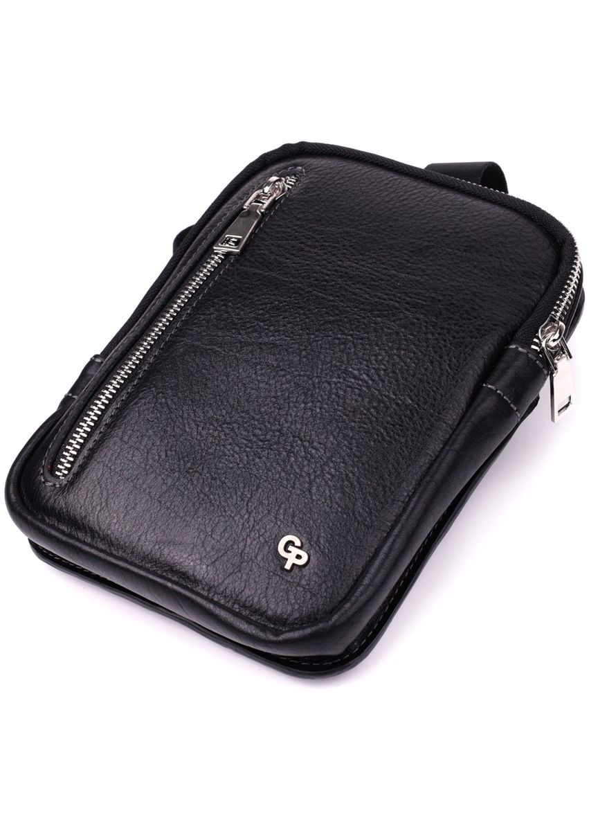 Чоловіча сумка бананка через плече із натуральної шкіри з кишенями чорна (sku_22879) No Brand (328922562)